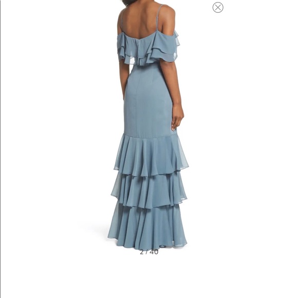 NWT WAYF Lauren Cold Shoulder Tiered Gown XXS